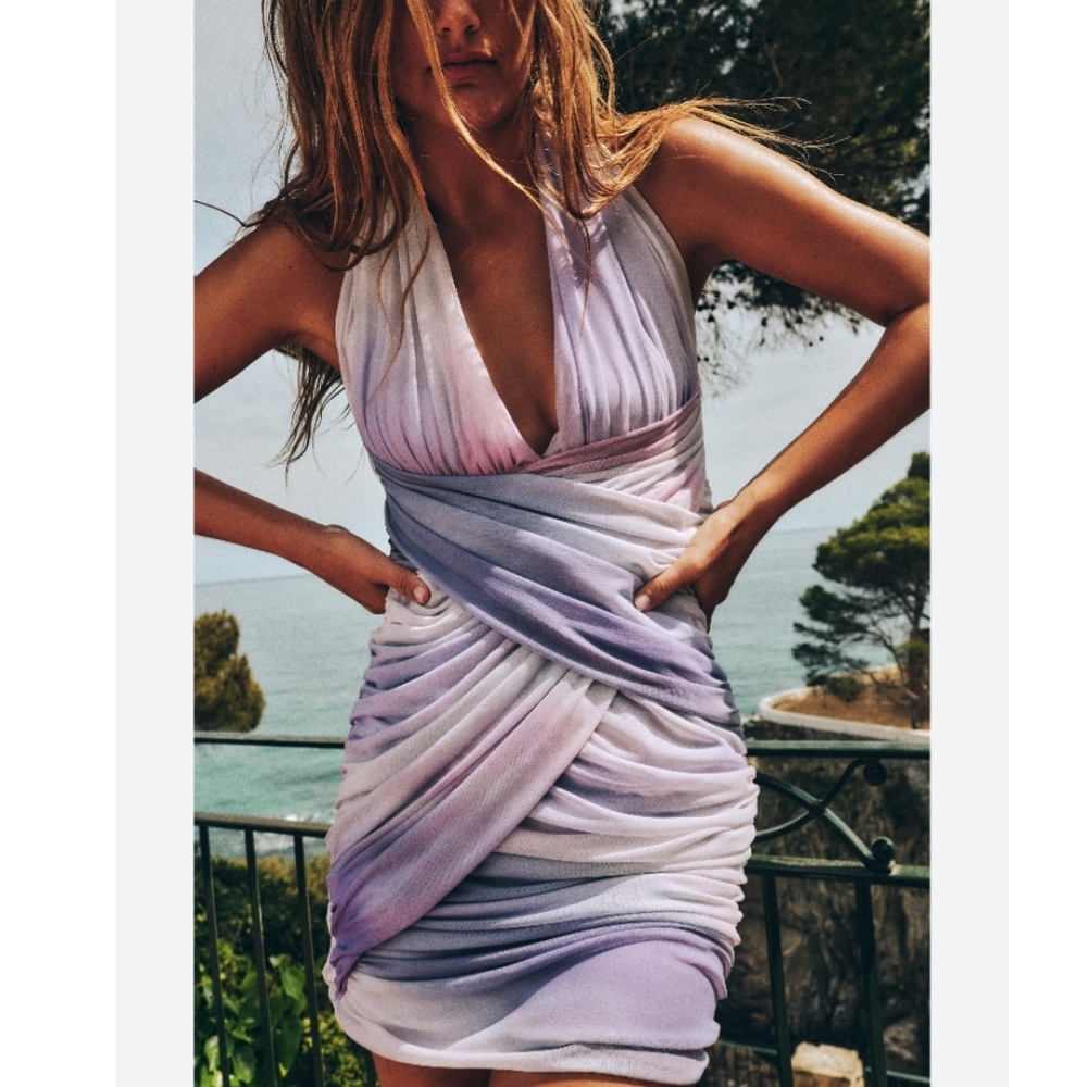 🆕️ Zara Draped Printed Tulle Dress